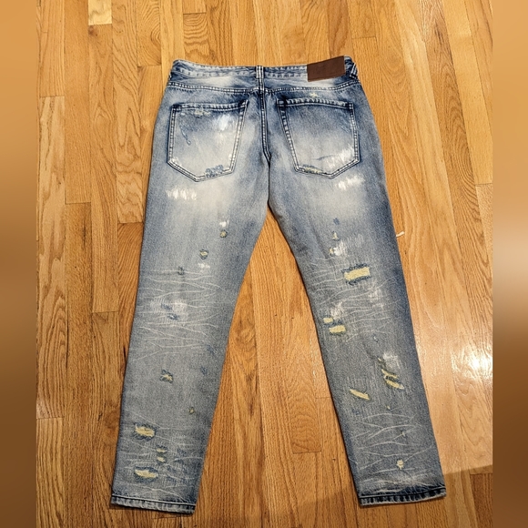 Denim House Light Faded Riped Denim Jeans - Picture 5 of 10